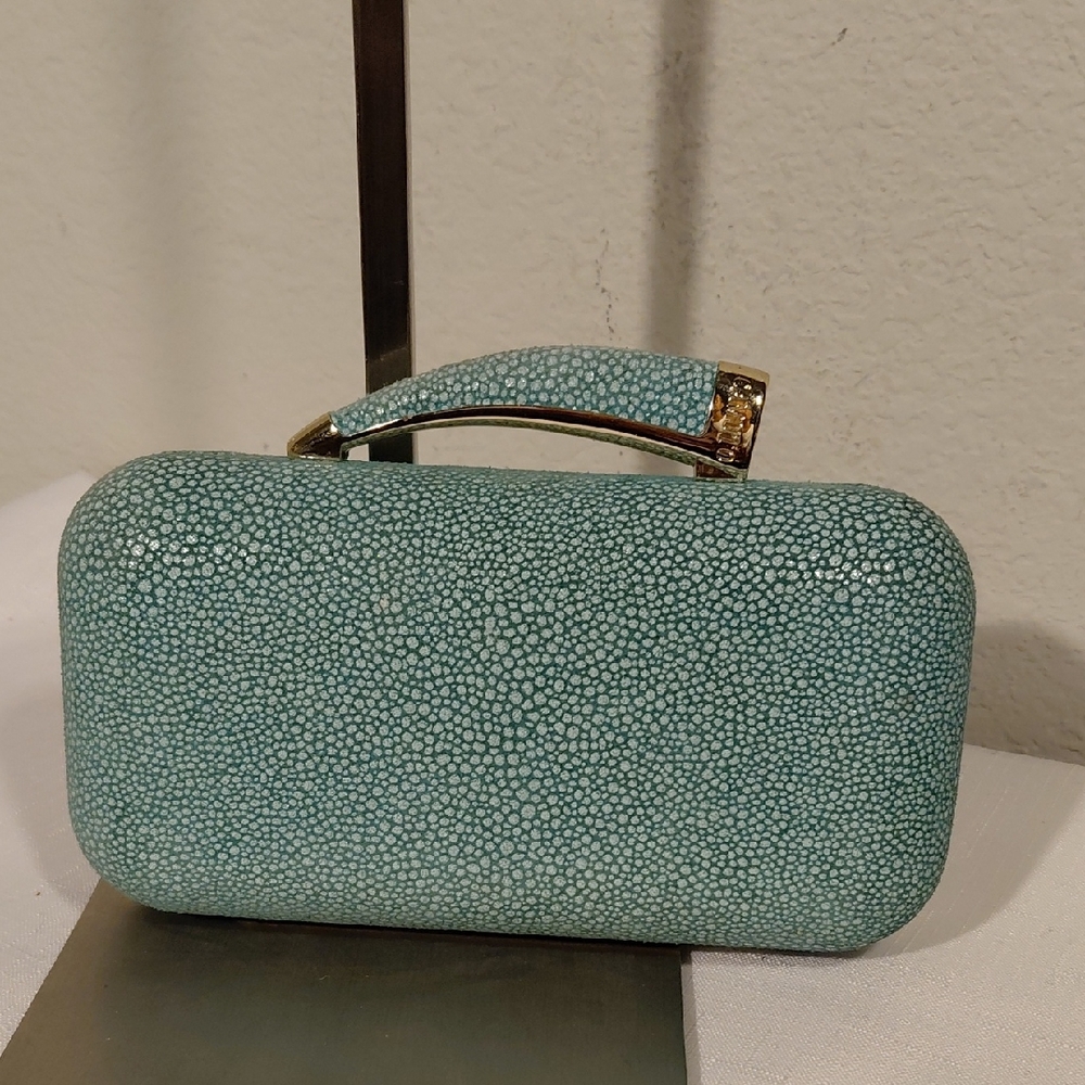 Vince Camuto Teal Horn Clutch